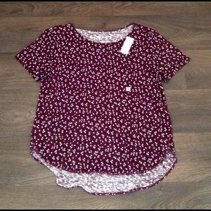 NWT ANN TAYLOR LOFT burgundy short sleeve top SZ M